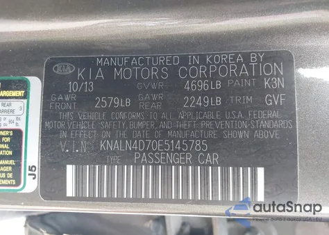 2014 Kia Cadenza Premium из США, поврежденный, VIN KNALN4D70E5145785